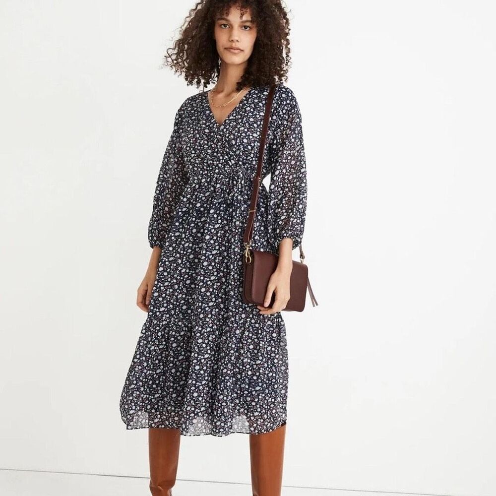 Madewell Tie-Waist Midi Dress‎ in Harvest Vine Size XS